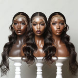 dark brown body wave lace front wigs