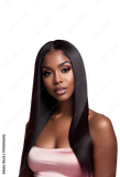Long silky straight lace front wig